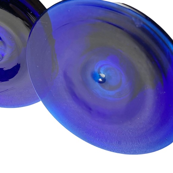 Vintage Blue Glass Candle Holders - Picture 5 of 7